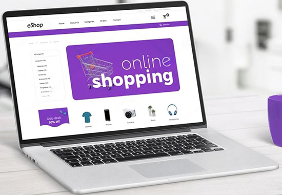 E-commerce website design mockup showing online store on laptop